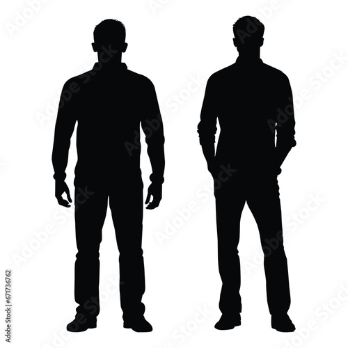 Man Standing Silhouette on White photo