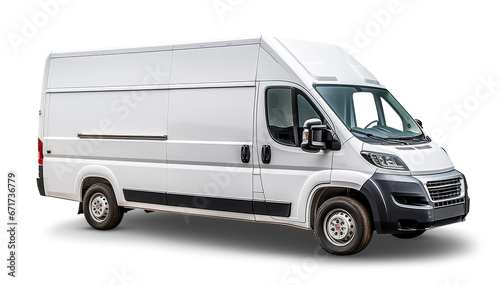 white delivery van isolated from transparent background. PNG © Miquel