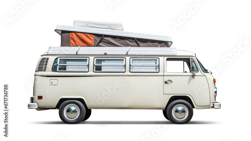 Camper van with pop-up roof isolated on transparent background