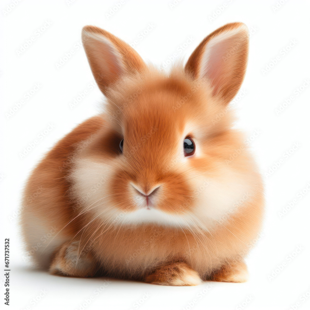 Rabbit isolated on white background. Red bunny closeup. ai generative Rabbit isolated on white background. Red bunny closeup. ai generative
