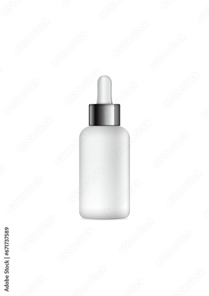 Matte white bottle with dropper on a white background Matte white bottle with dropper on a white background