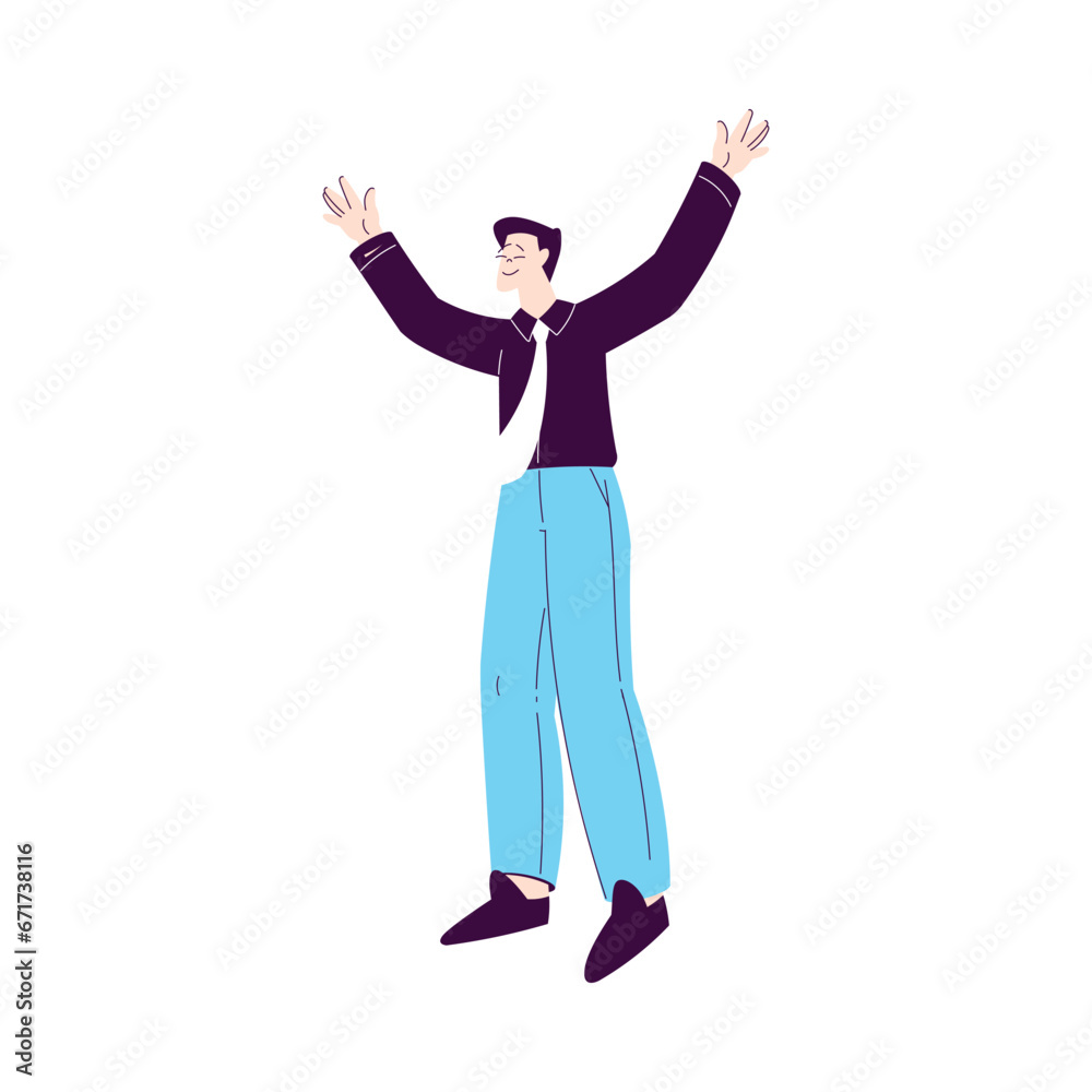 Happy Man Character Office Worker Rejoicing and Cheering Vector Illustration Happy Man Character Office Worker Rejoicing and Cheering Vector Illustration