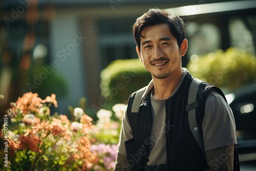 Asian Male Landscaper Employment Professional Setting Generative AI © Johnathan