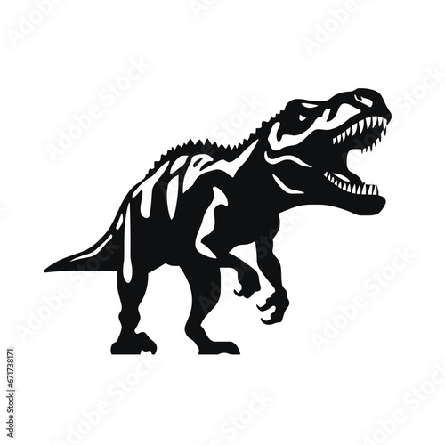 Silhouette eines T-Rex-Dinosauriers in Schwarz-Wei  