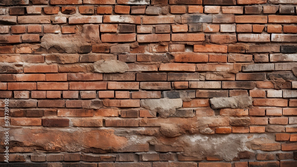 Obraz premium horizontal view of a rustic brick wall background AI generated