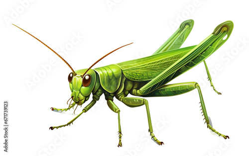 Graceful Grasshopper Cartoon, on transparent background