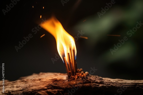 A Serene Close-Up of a Flickering Candle on a Rustic Wooden Surface