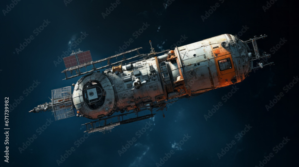 An old rusty satellite spinning slowly in the vastness of space