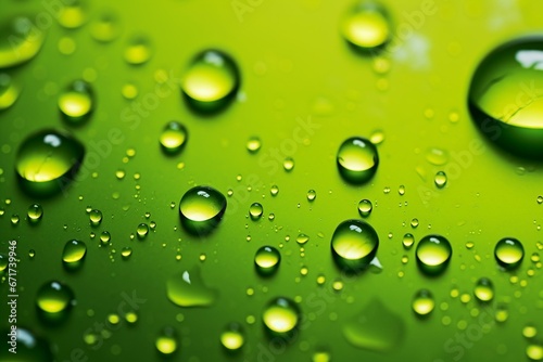 abstract image of water drops on a green background. Generative AI