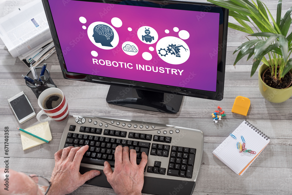 Robotic industry concept on a computer Robotic industry concept on a computer