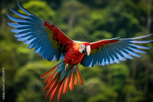 Beautiful macaw flying, Ara arakanga