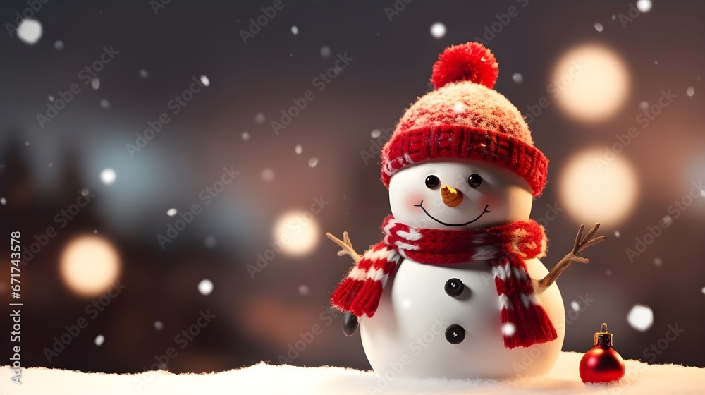 Adorable Snowman Dressed for Christmas Portrait