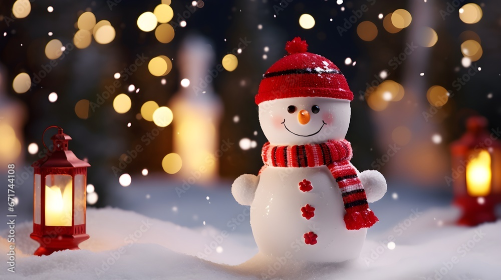 Adorable Snowman Dressed for Christmas Portrait Adorable Snowman Dressed for Christmas Portrait