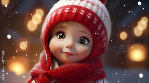 Cute Character in Christmas Attire Portrait Illustration