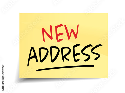 New address on yellow sticker