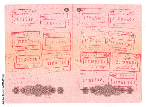 Passport control stamps