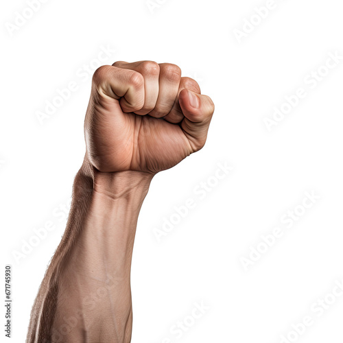 a man holding fists up, hand gesture . isolated on a transparent background (PNG cutout or clipping path).