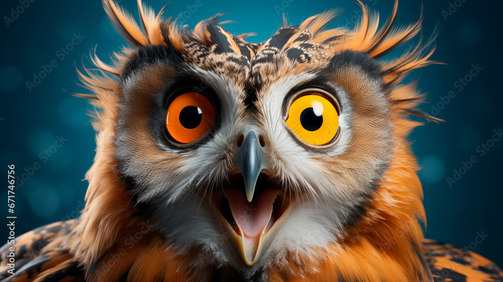 portrait of a surprised owl banner for sale or advertising, promo action portrait of a surprised owl banner for sale or advertising, promo action