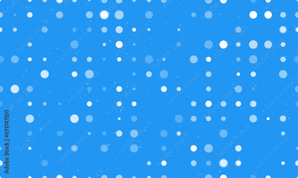 Seamless background pattern of evenly spaced white circles of different sizes and opacity. Vector illustration on blue background with stars Seamless background pattern of evenly spaced white circles of different sizes and opacity. Vector illustration on blue background with stars