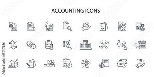 Accounting icon set.vector.Editable stroke.linear style sign for use web design,logo.Symbol illustration.
