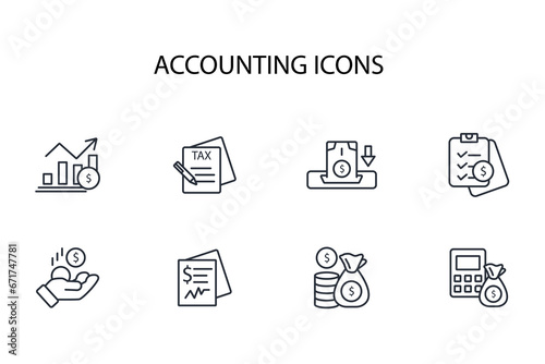 Accounting icon set.vector.Editable stroke.linear style sign for use web design,logo.Symbol illustration.