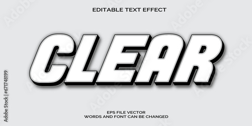 Free vector clear white text effect editable modern lettering typography font style