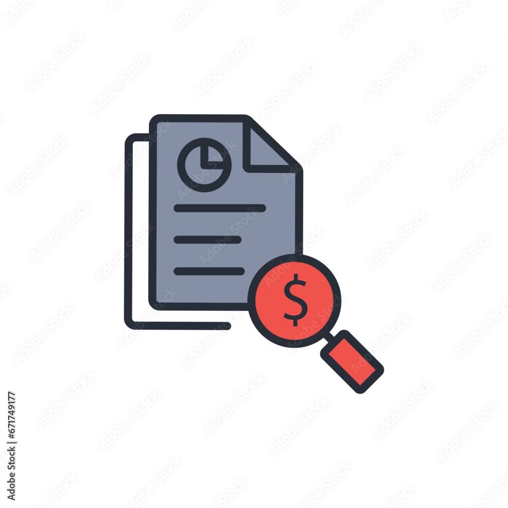 financial audit icon. vector.Editable stroke.linear style sign for use web design,logo.Symbol illustration.