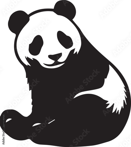 Fototapeta Naklejka Na Ścianę i Meble -  panda EPS, panda Silhouette, panda Vector, panda Cut File, panda Vector