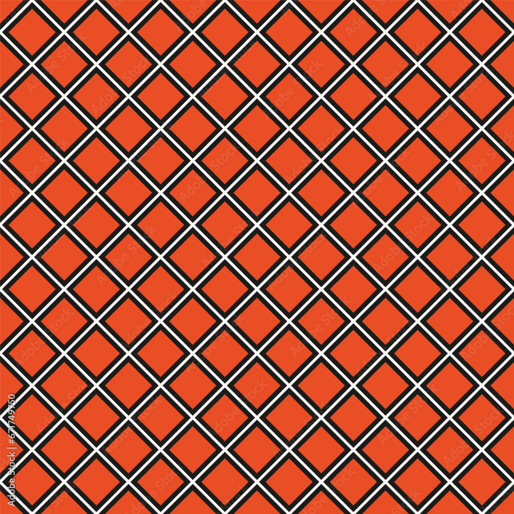 Red diamonds with a black outline. Seamless geometric pattern.