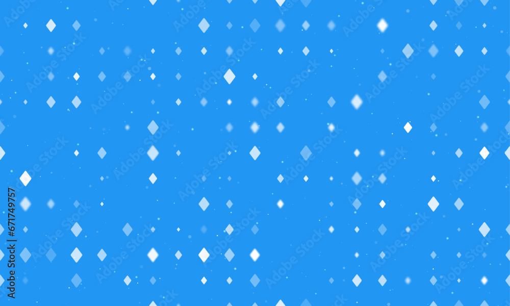 Seamless background pattern of evenly spaced white diamonds of different sizes and opacity. Vector illustration on blue background with stars Seamless background pattern of evenly spaced white diamonds of different sizes and opacity. Vector illustration on blue background with stars