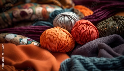 Photo of a Colorful Collection of Yarn Balls on a Soft, Cozy Blanket