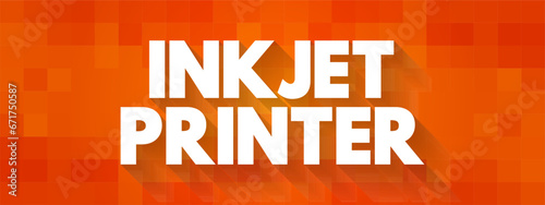 Inkjet Printer - produces hard copies of a text document or photo by spraying droplets of ink onto paper, text concept background