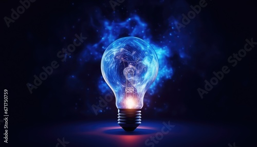  magical creative bulb,magical shape blue celestial smoke out galaxy fade bright ,background 