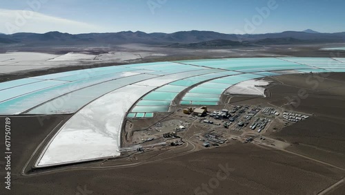 Drone footage of lithium fields in the highlands of northern Argentina, South America - a surreal landscape where batteries are born - natural look photo