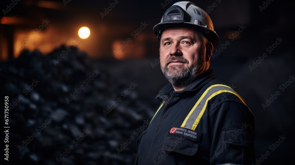 Mine workers wearing hardhats standing in a mine Mine workers wearing hardhats standing in a mine