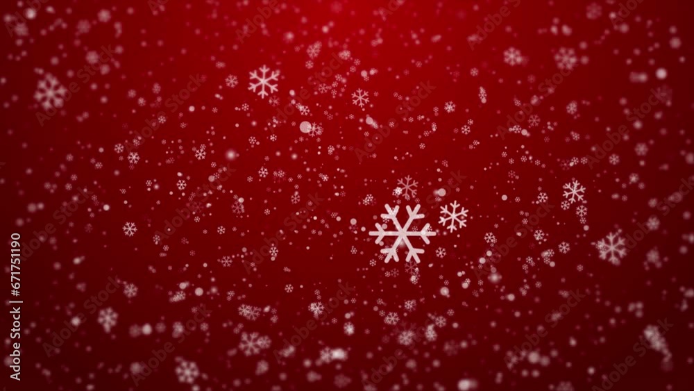 Winter Snowfall Christmas Snowflake Particle 4k Red Background Winter Snowfall Christmas Snowflake Particle 4k Red Background
