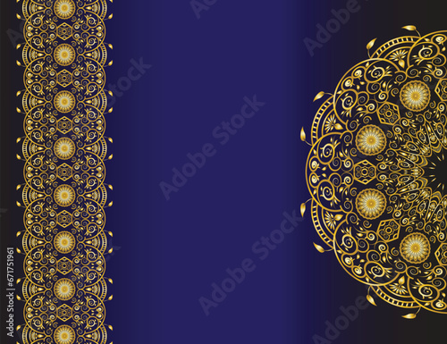 bstract floral ornament card background design vector template on solid dark blue