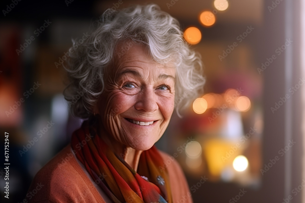 Smiling elderly woman. Old person. AI. Smiling elderly woman. Old person. AI.