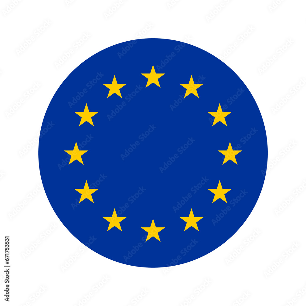 European Union flag with blue background and yellow stars European Union flag with blue background and yellow stars