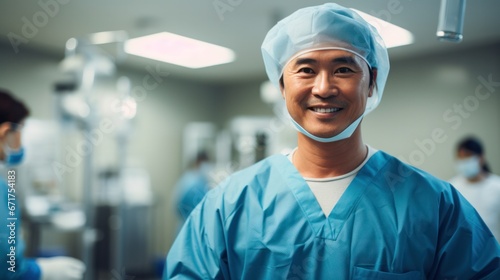 Male Asian Surgeon in Modern operating room