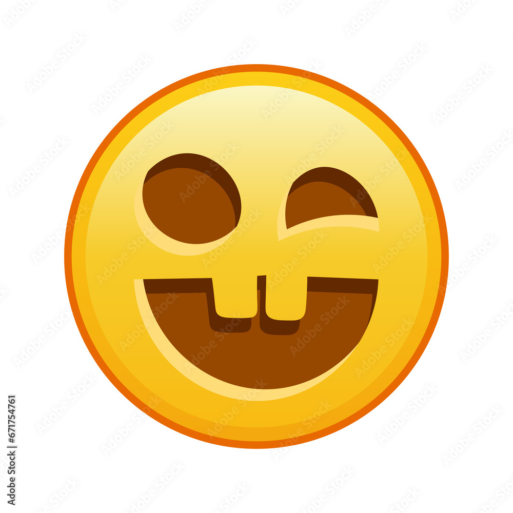 Fototapeta premium Scary halloween face Large size of yellow emoji smile