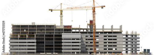 Obraz na płótnie construction site building with crane front and side arch viz isolated 3d render w salonie