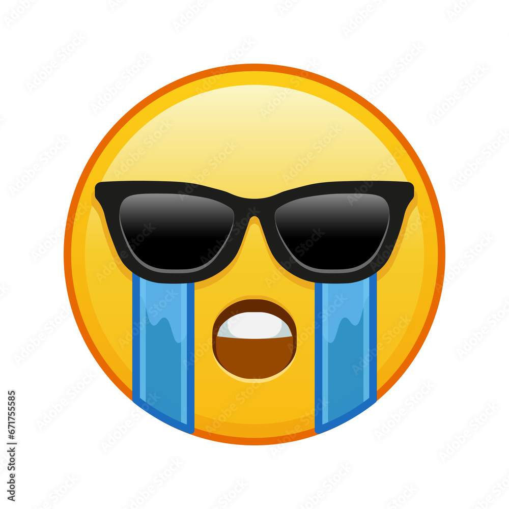 Face crying loudly with sunglasses Large size of yellow emoji smile