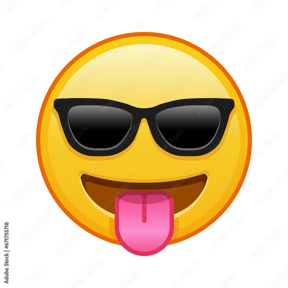 Face with tongue and sunglasses Large size of yellow emoji smile Face with tongue and sunglasses Large size of yellow emoji smile