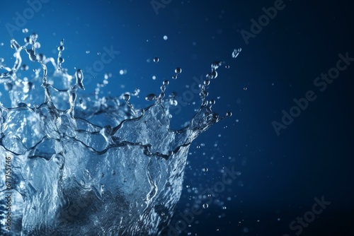 splash of water on blue backdrop. Generative AI