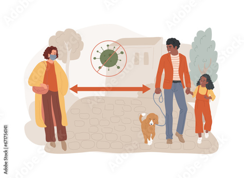 Business meeting during sick leave isolated concept vector illustration. Social distancing, prevent virus spread, self protection measures, distance working, home office vector concept.