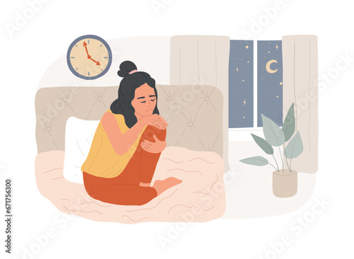 Sleep deprivation isolated concept vector illustration. Insomnia symptom, sleep loss, deprivation problem, mental health, cause and treatment, clinical diagnostic, sleeplessness vector concept.