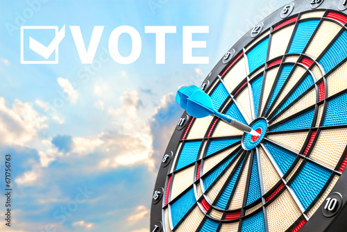 Round dartboard symbol of voting and elections success, the concept of focus on the goal