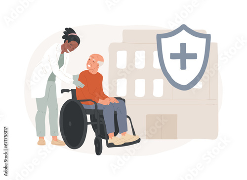 Elderly care isolated concept vector illustration. Elderly people medical care, home nursing for seniors, geriatric healthcare service, live in assistance, retiree companion vector concept.