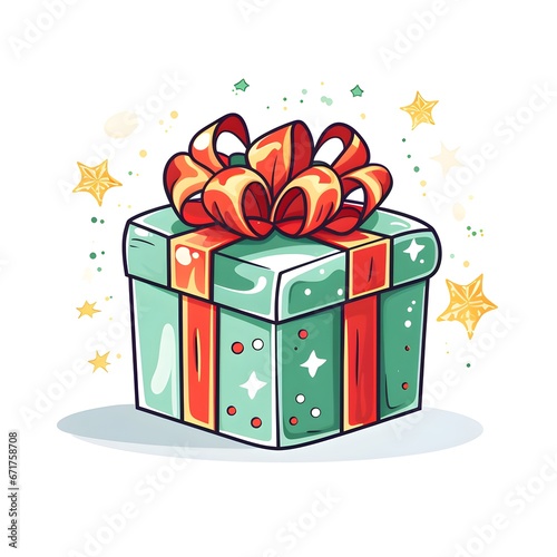 Charming Christmas Gift Box Illustrations on White Background